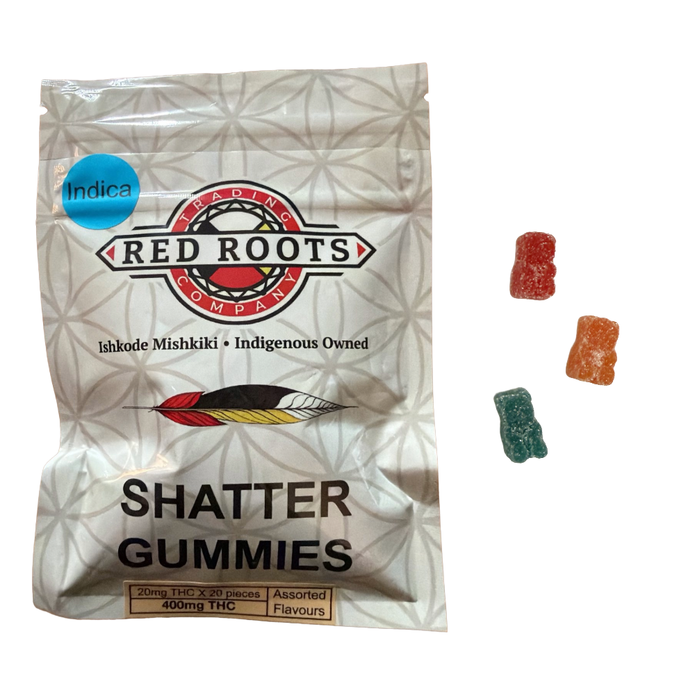 Red Roots Shatter Gummies 400mg Indica