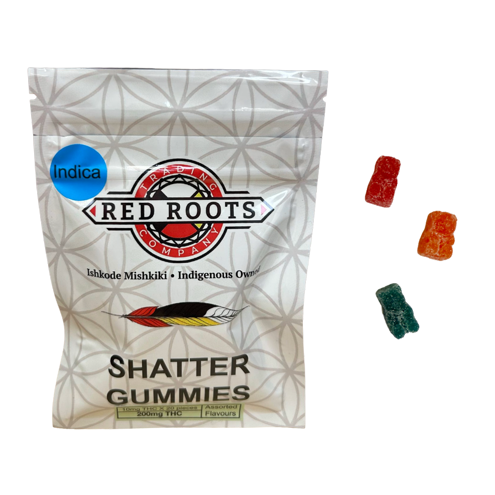 Red Roots Shatter Gummies 200mg Indica