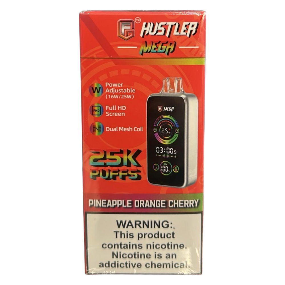 Product imageHustler MEGA 25k Puff 50mg - Pineapple Orange Cherry