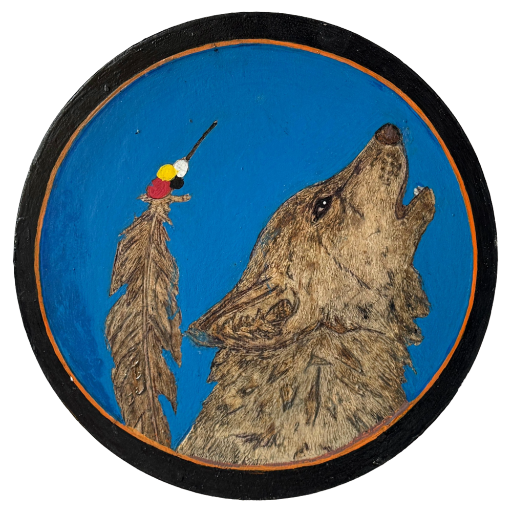 Wolf Wood Burning & Oil Painting